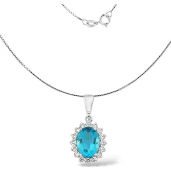 Přívěsek Leru Náhrdelník z bílého zlata Swiss Topaz a diamanty