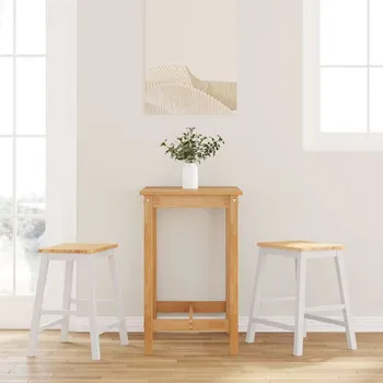 Barová židle vidaXL Barové židle 2 ks masivní dřevo gumové [4102580] Barva: bílá a přírodní