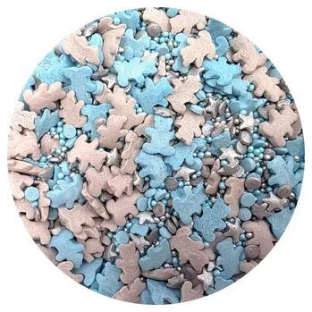 Přisada na vaření a pečení Cukrové zdobení Modro-stříbrní medvídci 80g - I LOVE CAKES