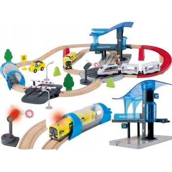 Vláček a vláčkodráha Dřevěný městský vláček s mašinkou a kolejištěm PLAYTIVE 3+