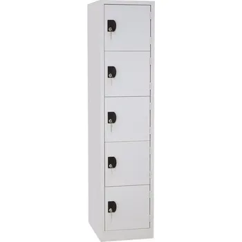 Svařovaná šatní skříň Manutan Expert Josh, 5 boxů, cylindrický zámek, šedá/šedá + Prodloužená záruka na 10 let