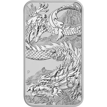 Stříbrná mince ve tvaru slitku 1 Oz Rectangular Dragon 2023