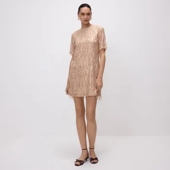 Dámské šaty Reserved - Flitrové mini šaty - zlatý - XO730-GLD - XO730-GLD-L