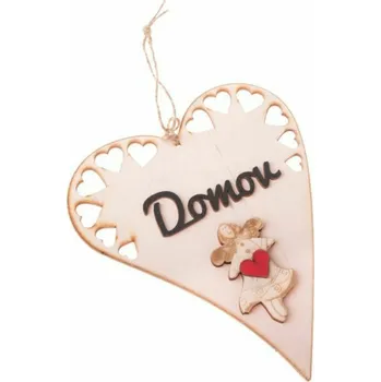 Casa de Engel Home Dřevěné závěsné srdíčko s nápisem (CZ), 0/50 Fialová UNI (2828897)