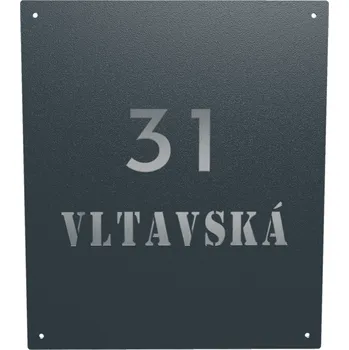 Domovní cedule Domovní číslo tabulka lakovaná 12 Velikost: 35 x 30 cm (L), Odstín: RAL 7016 - Antracit
