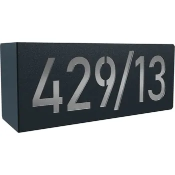 Domovní cedule Domovní číslo tabulka lakovaná 7 Velikost: 10 x 24 x 7(ohyb) cm (M), Odstín: RAL 9005 - černá, Ohyb: Na pravé straně od čísla