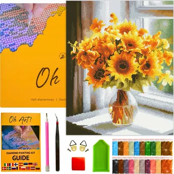 Obraz DIAMANTOVÉ MALOVÁNÍ 5D s RÁMEM Diamantová Výšivka Velké Květiny Mozaika 40x50 cm