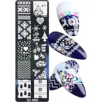 ŠABLONA / DESTIČKA NA NEHTY VÁNOČNÍ SNĚHOVÉ VLOČKY SU1
