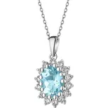 Leru Náhrdelník z bílého zlata Akvamarín a diamanty