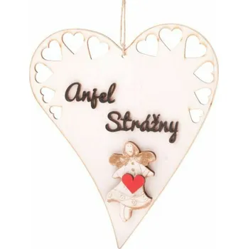 Casa de Engel Home Dřevěné závěsné srdíčko s nápisem (CZ), 0/50 Fialová UNI (2828903)