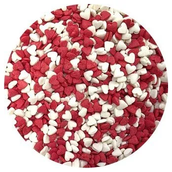 Přisada na vaření a pečení Cukrové zdobení Červeno-bílé srdce 80g - I LOVE CAKES