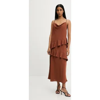 Dámské šaty Šaty Answear.LAB hnědá barva, midi 25SY2112.tos 88X, vel. M