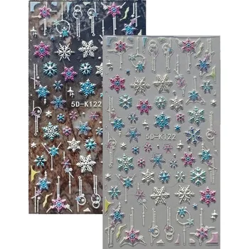 SNĚHOVÉ VLOČKY 3D Samolepky na nehty SNOWFLAKE E118