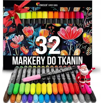 ZENACOLOR 32x Fixy na textil Fixy na na oblečení Permanentní Fixy