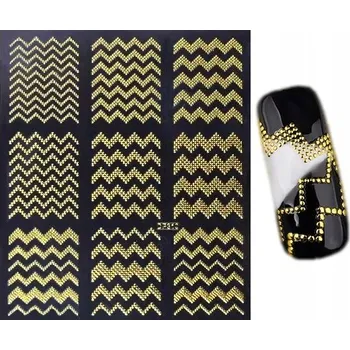 samolepka SAMOLEPKY PÁSKY PRO FRENCH MANIKÚRU ZLATÉ 3D R77