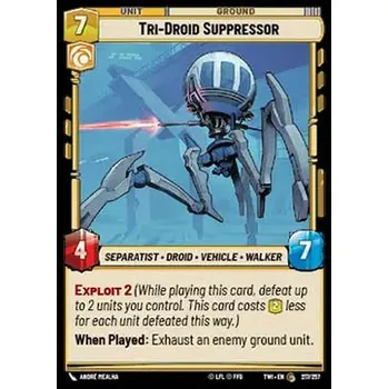 Sběratelská karetní hra Tri-Droid Suppressor 217/257 - Twilight of the Republic Typ karty: Standard