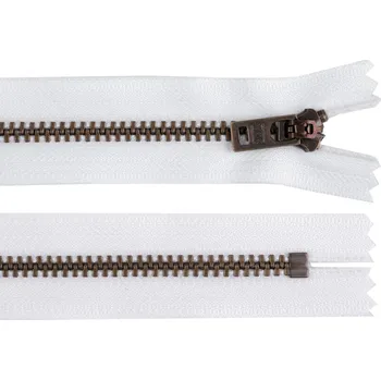 Zip Kovový zip YKK No 5 délka 18 cm staromosazný (jeansový) - 501 bílá staromosaz