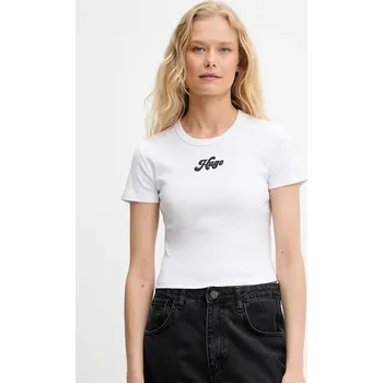 Dámské tričko Bavlněné tričko HUGO Delanor_2 dámské, růžová barva, 50539132 00X, vel. L