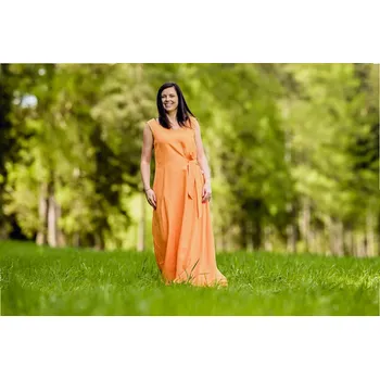 Dámské šaty Lněné tílkové šaty - oranžové velikost: S