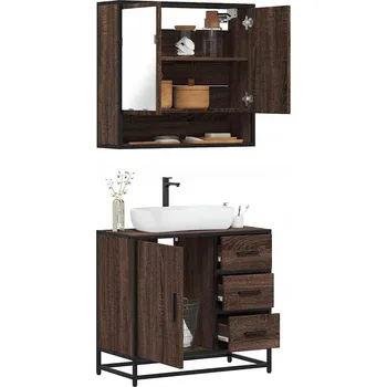 Koupelnový nábytek 2dílná sada koupelnového nábytku, hnědý dub