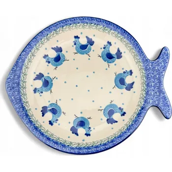 Talíř Talíř ryba, mísa kulatý Slepičky kuřata dek. 2595 Keramika Bolesławiec