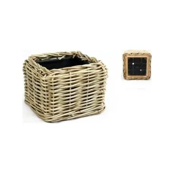 Ratanový koš s plastovým vkladem 25x25 cm, šedohnědý
