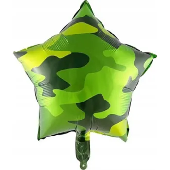 Balónek Fóliový balónek hvězda vojenský maskáčový vzor 45 cm na narozeniny oslavu