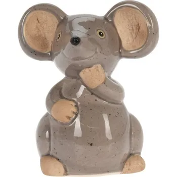 Zahradní dekorace Porcelánová myš 15,5 cm hnědá