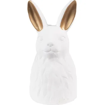 Bílá keramická dekorace socha králíka - 11*11*21 cm