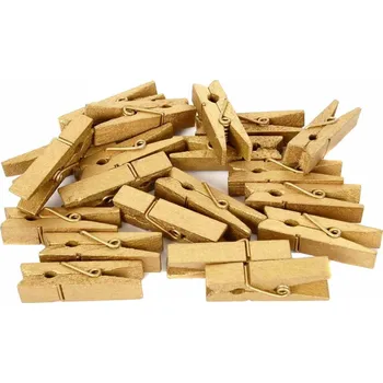 Kolíčky dekorační dřevěné zlaté 20ks