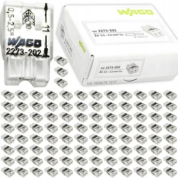 WAGO RYCHLOSPOJKA UNIVERZÁLNÍ SVORKA PRO LANKO/DRÁT 2x0,5-2,5 2273-202 100KS