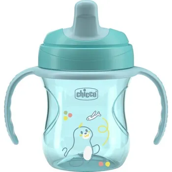 dětská jídelní sada CHICCO Hrneček Training s držadly teal, 6m+
