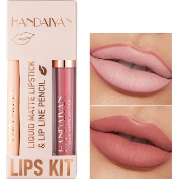 Rtěnka Sada Matná Tekutá Rtěnka a Konturovací Tužka na Rty 2v1 Handaiyan #3