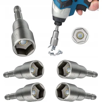 Bit Sada 5 ks NÁSTRČNÝCH KLÍČŮ 10 mm PRO AKU ŠROUBOVÁK HEX MAGNETICKÝ BIT Farmer