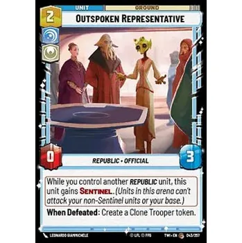 Sběratelská karetní hra Outspoken Representative 043/257 - Twilight of the Republic Typ karty: Standard