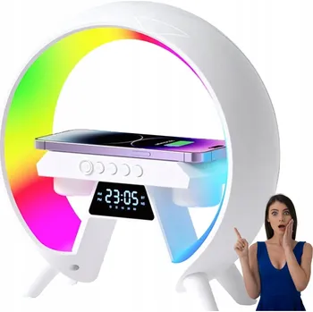 Lampička LED LAMPičKA NOČNÍ RGB REPRODUKTOR INDUKČNÍ NABÍJEČKA HODINY RÁDIO BUDÍK