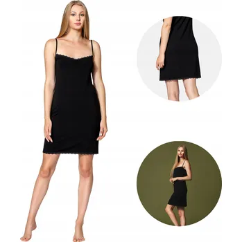 Dámské noční prádlo BellivaliniHalka pod šaty noční košile s krajkou BLV50-175 Černá M