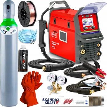 Svářečka INVERTOROVÁ SVÁŘEČKA IDEAL MIG 210 SYNERGIA PRO4 LCD MMA TIG 200A HLINÍK