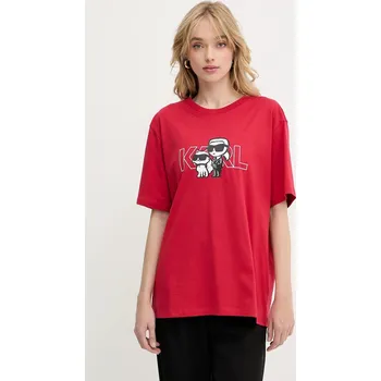 Bavlněné tričko Karl Lagerfeld IKON A3W17084 červená 33X, vel. M