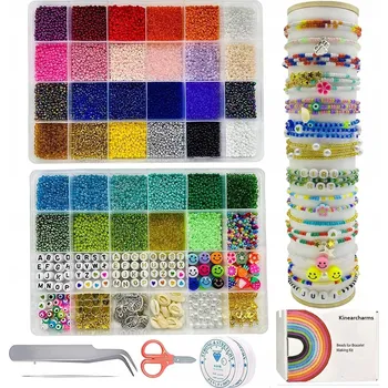 Dětské navlékací korálky KORÁLKY NA VÝROBU NÁRAMKŮ KINEARCHARMS SADA 30 000 DÍLŮ