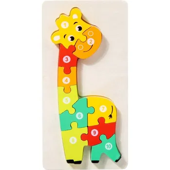 Dřevěná hračka PUZZLE DŘEVĚNÁ SKLÁDAČKA PRO DĚTI ŽIRAFA SET HRAČKA DÁREK 3+