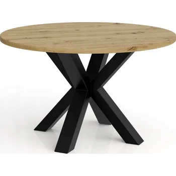 Konferenční stolek Konferenční stolek Noe 80 kulatý průměr 75 cm dub artisan, nohy v černé barvě