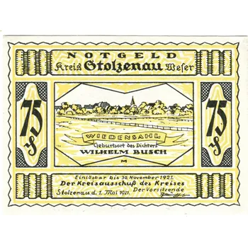 STOLZENAU. 75 Pfennig 1921.
