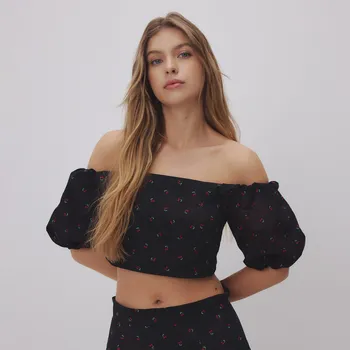 Dámské tričko Reserved - Krátký top se spadlými rameny - vícebarevná - 478FH-MLC - 478FH-MLC-XS