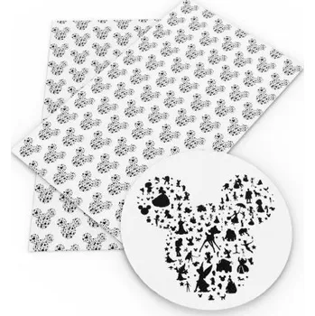Disney Látka na šití polyester - bavlna 50x145 cm a 50 x 45 cm, motiv Mickey Mouse Motiv: černo-bílá (1088144), Rozměry (cm): 50x45 cm