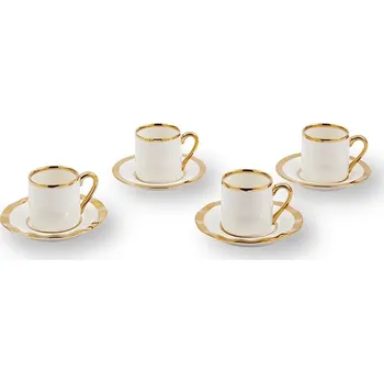 Sada šálků s podšálky pro 4 osoby Pols Potten Golden Finds 110 ml 230.400.636 bílá 00X