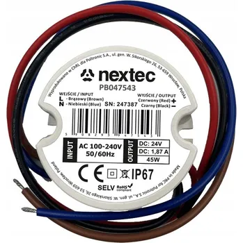 Napájecí zdroj pro osvětlení LED zdroj PRO MONTÁŽ KULATÝ / IP67 / 24V / 1,87A / 45W