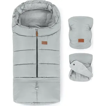 Dětská deka PETITE&MARS Set zimní fusak Jibot 3v1 + rukavice na kočárek Jasie Quiet Grey