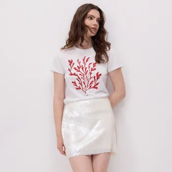 Dámská sukně Reserved - Midi sukně s flitry - krémová - 502HD-01X - 502HD-01X-XS