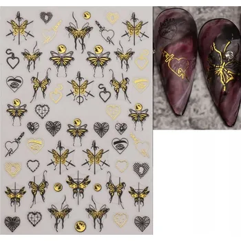 samolepka 3D zlaté Samolepky na nehty s motýlem R40